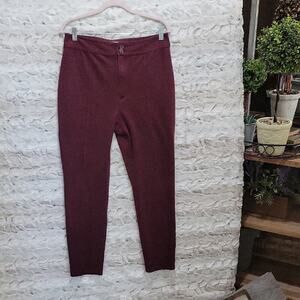 Maeve By Anthropologie | Seamed Split Hem Skinny Pant Womens 12 Plum Herringbone